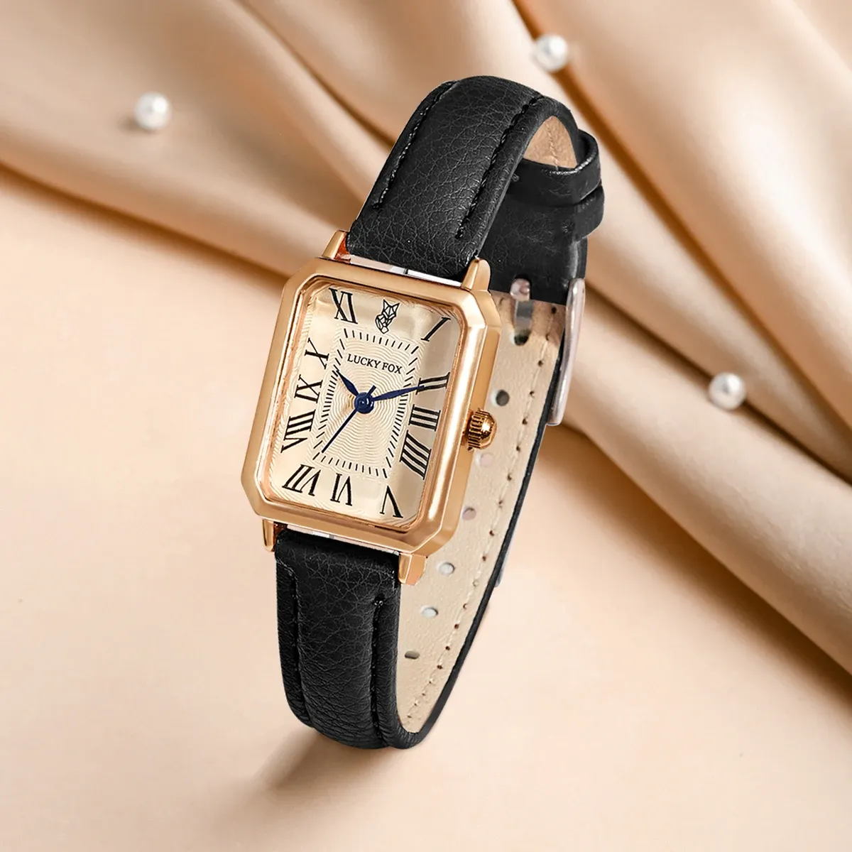 Fashion Retro Square Dial Women's Watch with Leather Strap - Casual Quartz Wristwatch Gift thumbnail 4