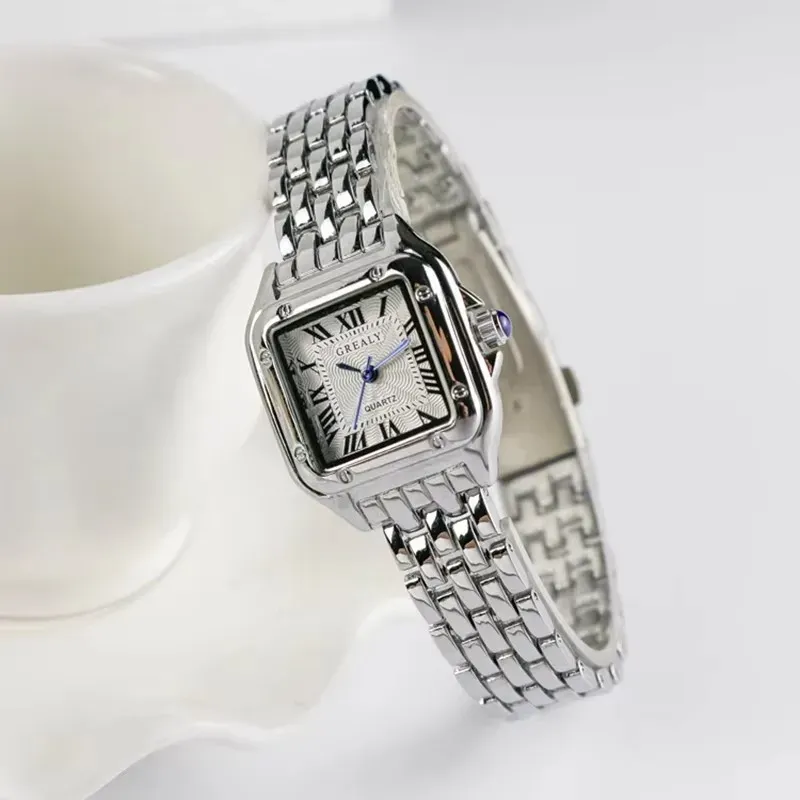Luxury Stainless Steel Women's Watch - Fashionable Square Dial, Quartz Movement, Casual & Dressy Ladies Wristwatch thumbnail 1