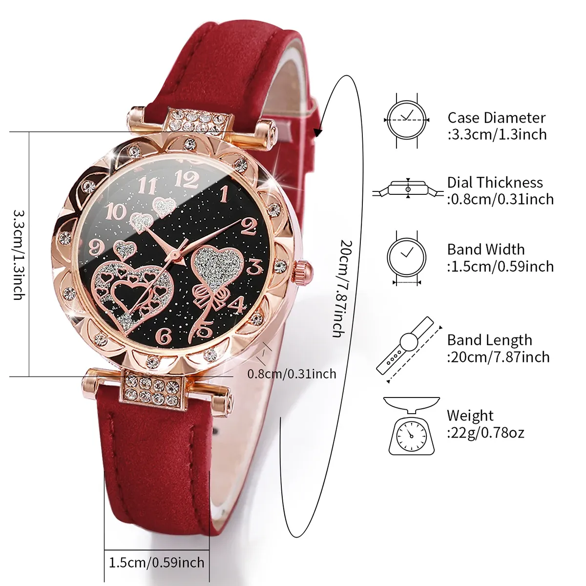 Luxury Women's Watch & Bracelet Set - 6pcs Fashion Rhinestone Leather Band Quartz Timepiece for Elegant Ladies showcase 22