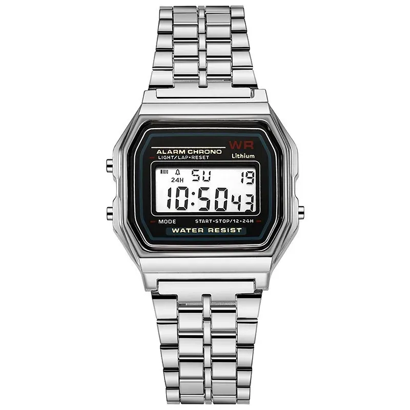 Luxury Rose Gold Digital Watch for Men & Women - Retro Style Electronic LED Display, Stainless Steel/Silicone Band, Shock Resistant, Life Waterproof thumbnail 1