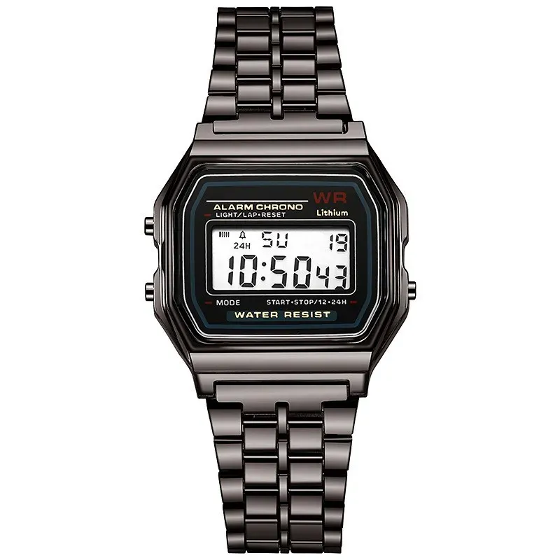 Luxury Rose Gold Digital Watch for Men & Women - Retro Style Electronic LED Display, Stainless Steel/Silicone Band, Shock Resistant, Life Waterproof thumbnail 5