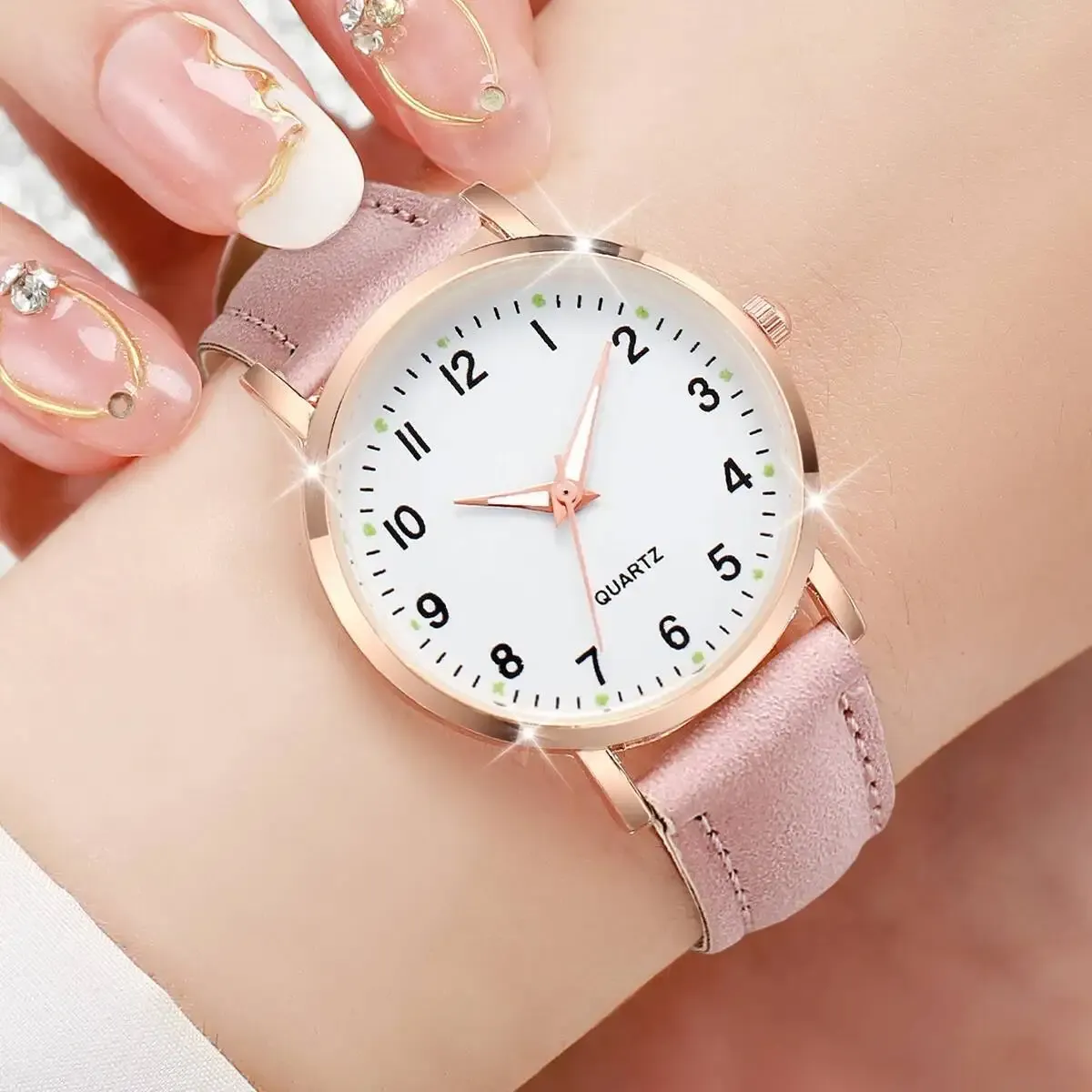 Fashion Arabic Dial Women's Quartz Watch - Casual Leather Strap, 30mm Case, CE Certified, Ideal Gift for Girls showcase 6