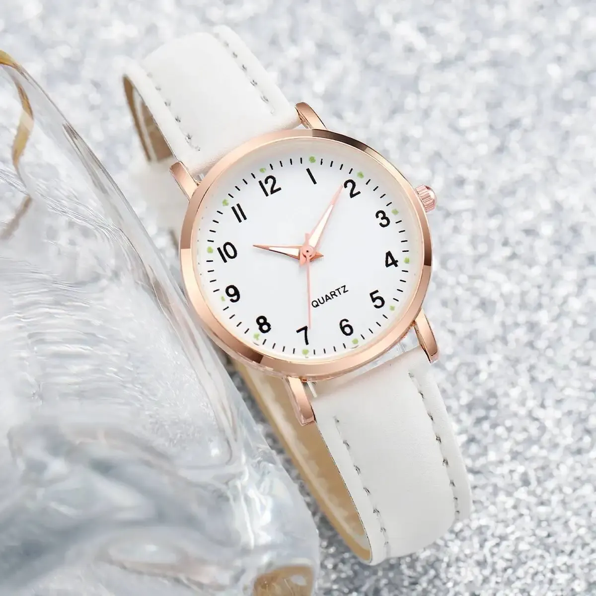Fashion Arabic Dial Women's Quartz Watch - Casual Leather Strap, 30mm Case, CE Certified, Ideal Gift for Girls showcase 9