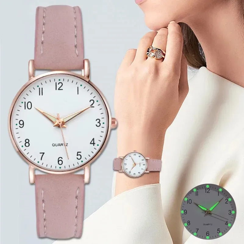 Fashion Women's Arabic Dial Leather Band Quartz Watch - Casual Elegant Ladies Wristwatch for Girls, CE Certified, Durable Alloy Case thumbnail 1