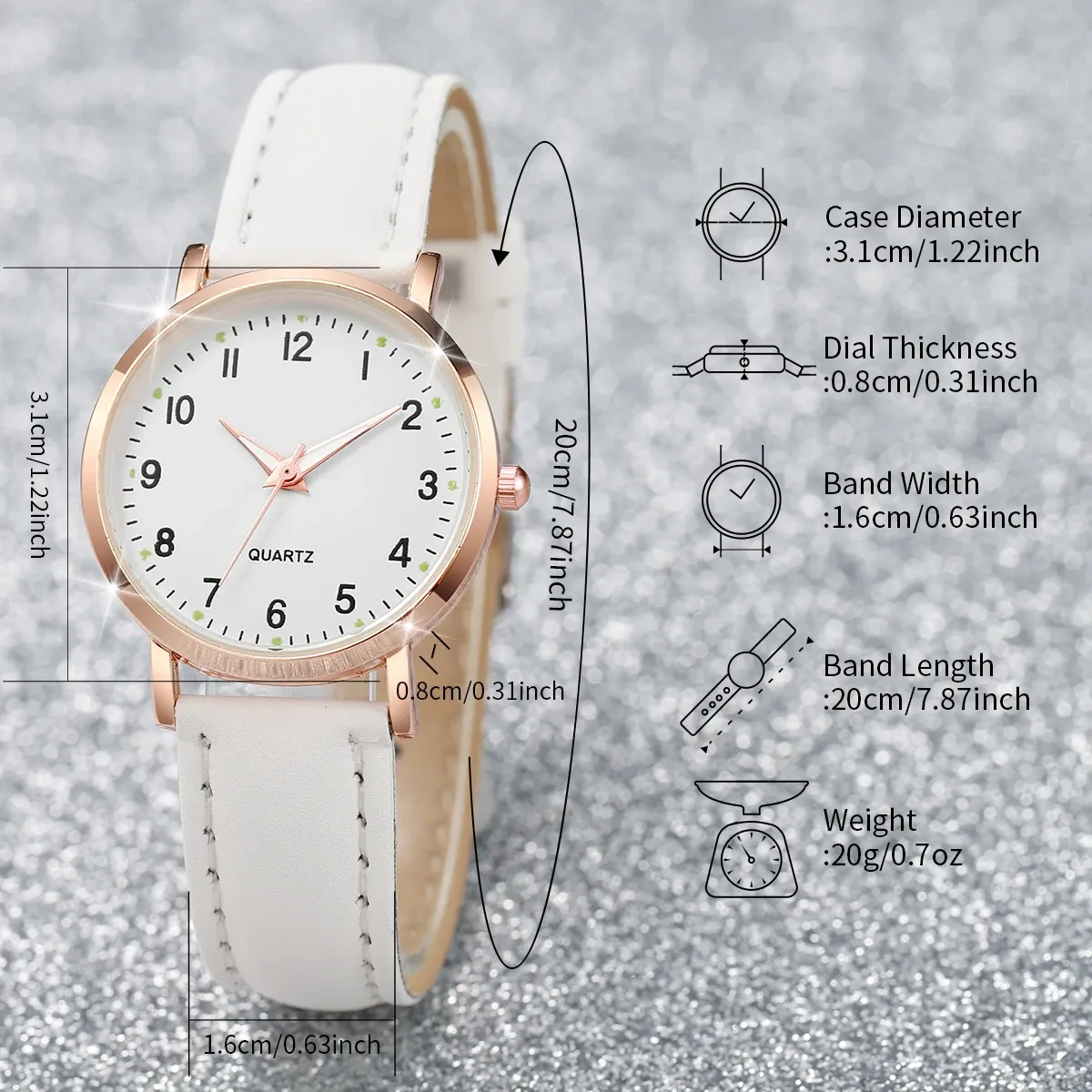 Fashion Women's Arabic Dial Leather Band Quartz Watch - Casual Elegant Ladies Wristwatch for Girls, CE Certified, Durable Alloy Case thumbnail 6