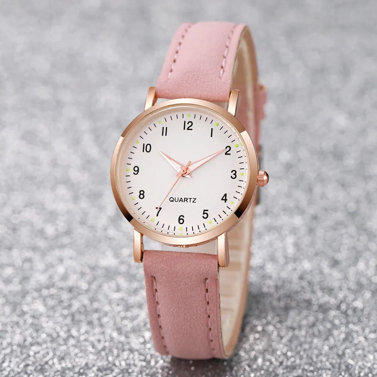 Fashion Women's Arabic Dial Leather Band Quartz Watch - Casual Elegant Ladies Wristwatch for Girls, CE Certified, Durable Alloy Case showcase 6
