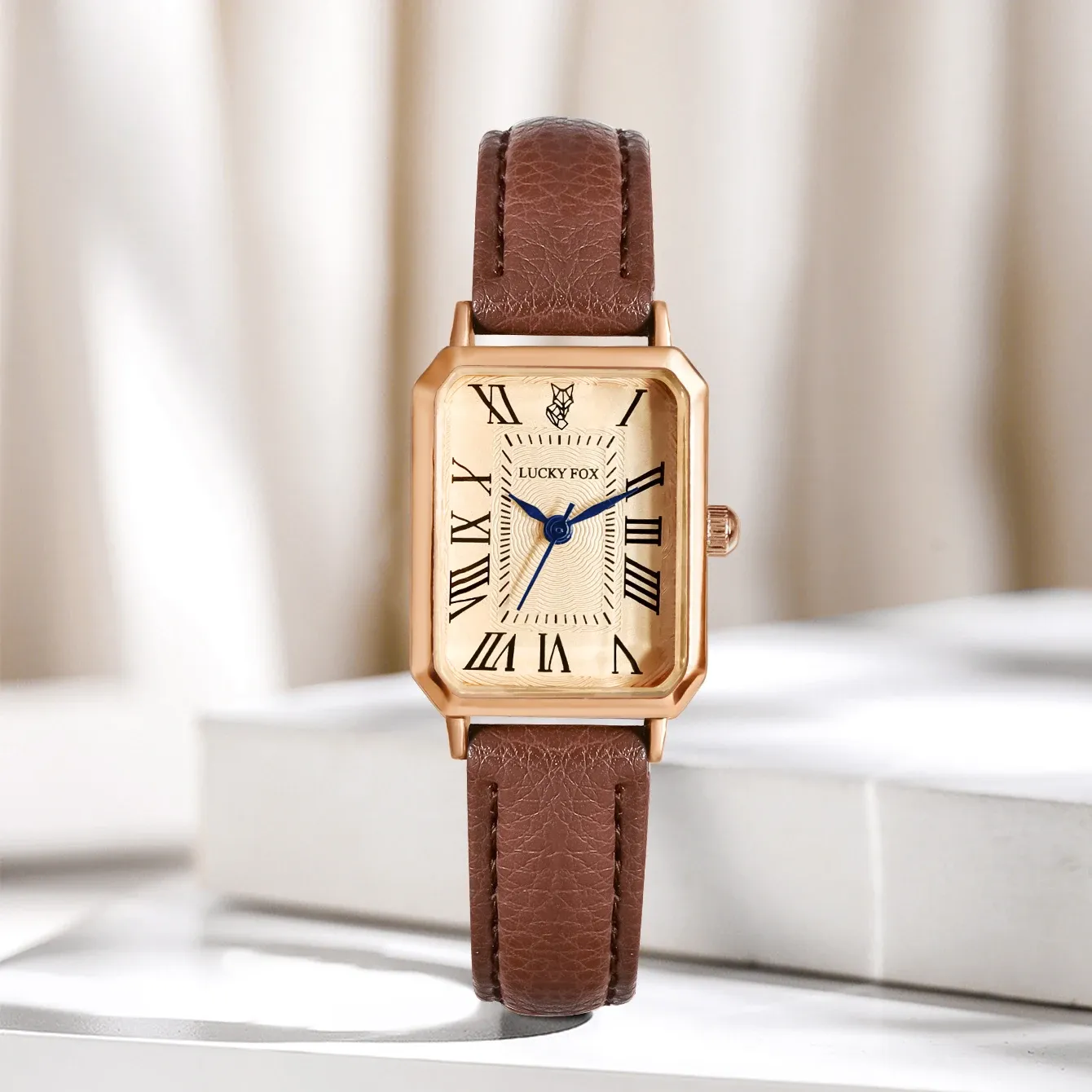 Retro Square Digital Dial Women's Watch - Fashionable Leather Strap Casual Quartz Wristwatch, Perfect Gift thumbnail 2