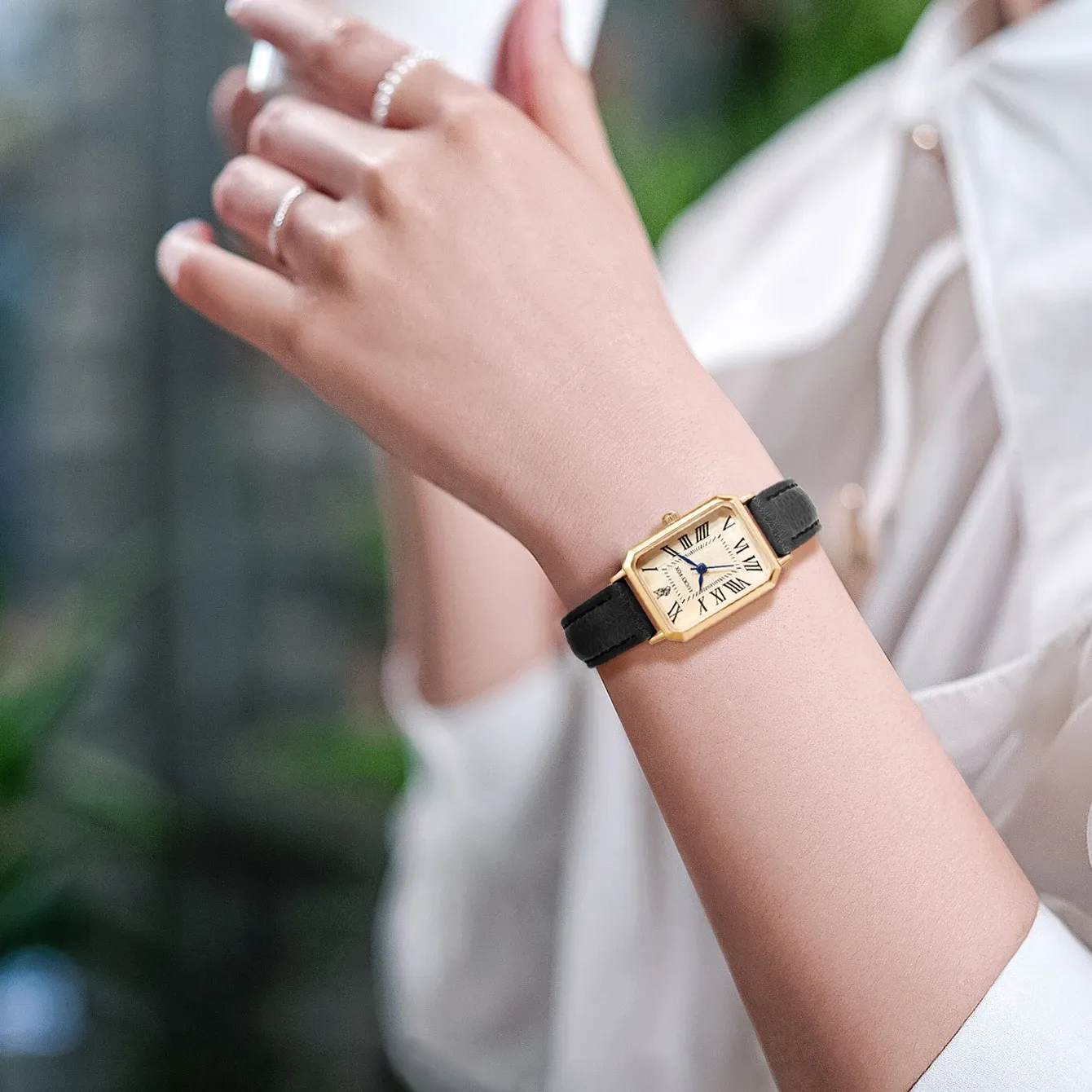 Retro Square Digital Dial Women's Watch - Fashionable Leather Strap Casual Quartz Wristwatch, Perfect Gift thumbnail 5