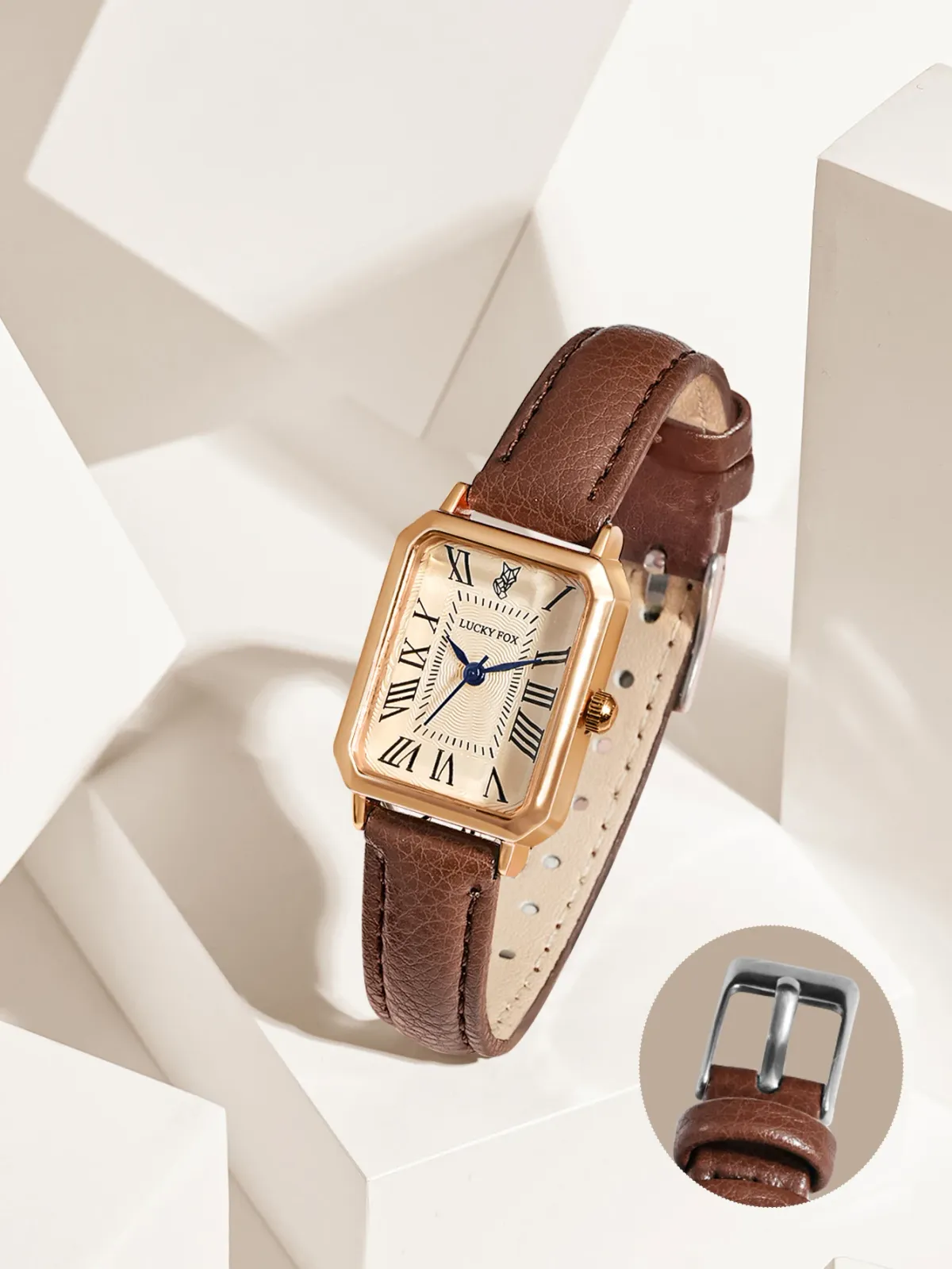 Retro Square Digital Dial Women's Watch - Fashionable Leather Strap Casual Quartz Wristwatch, Perfect Gift showcase 2