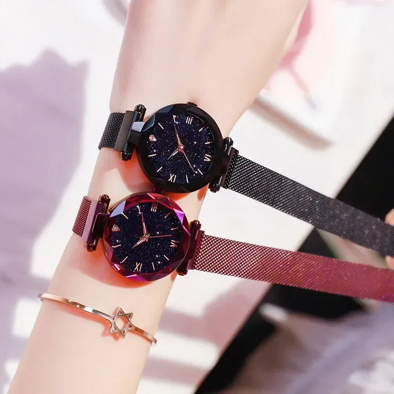 2026 New Fashion Starry Sky Women's Watch with Magnet Buckle Mesh Belt, Diamond Accents, Quartz Movement - Elegant Dress Clock for Women thumbnail 5