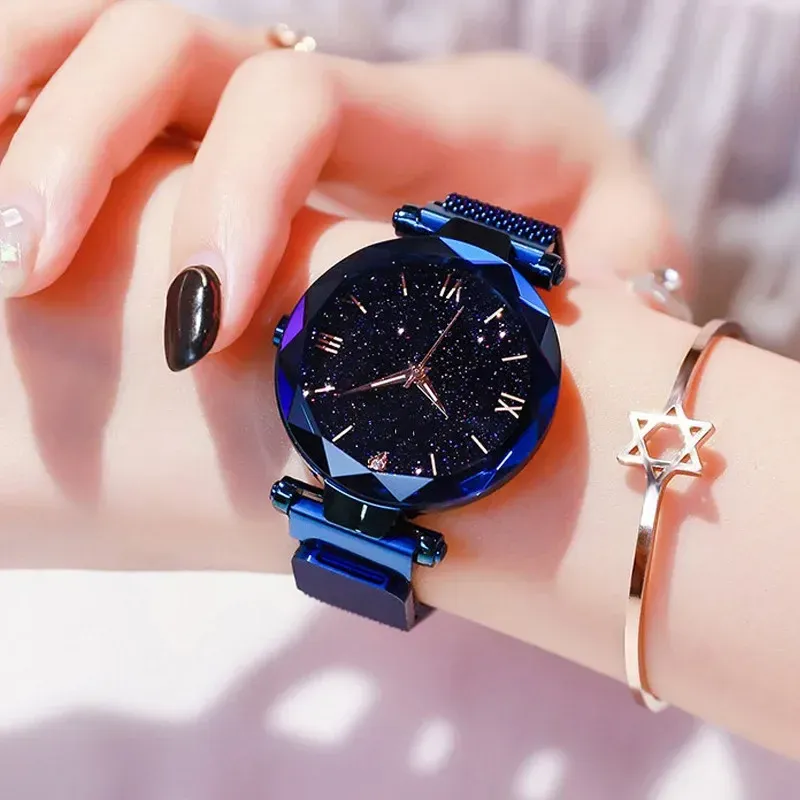2026 New Fashion Starry Sky Women's Watch with Magnet Buckle Mesh Belt, Diamond Accents, Quartz Movement - Elegant Dress Clock for Women thumbnail 3