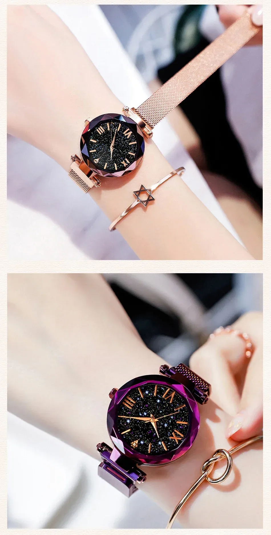 2026 New Fashion Starry Sky Women's Watch with Magnet Buckle Mesh Belt, Diamond Accents, Quartz Movement - Elegant Dress Clock for Women showcase 6