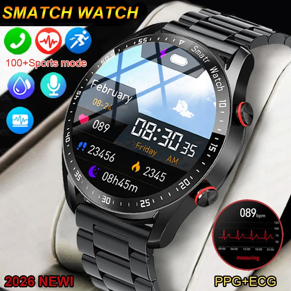 2026 New Smart Watch for Men & Women: ECG+PPG HD Screen, BT Call, GPS Tracker, Heart Rate Monitor, IP68 Waterproof, Fitness Tracker