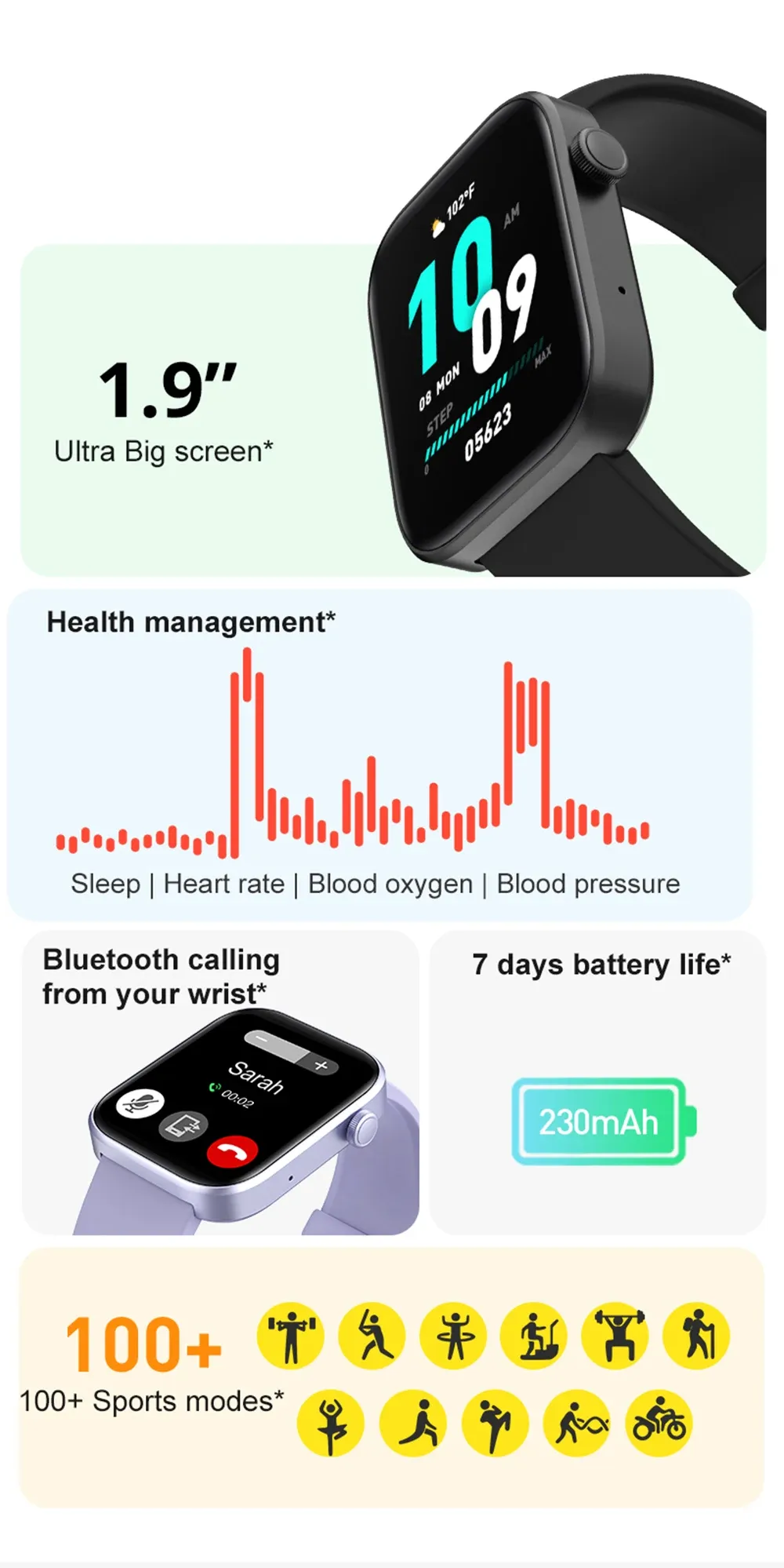 COLMI P71 Smartwatch for Men & Women: Voice Calling, Health Monitoring, 1.9" Display, IP68 Waterproof, 100+ Sports Modes, 230+ Watch Faces, 10-Day Battery Life showcase 2