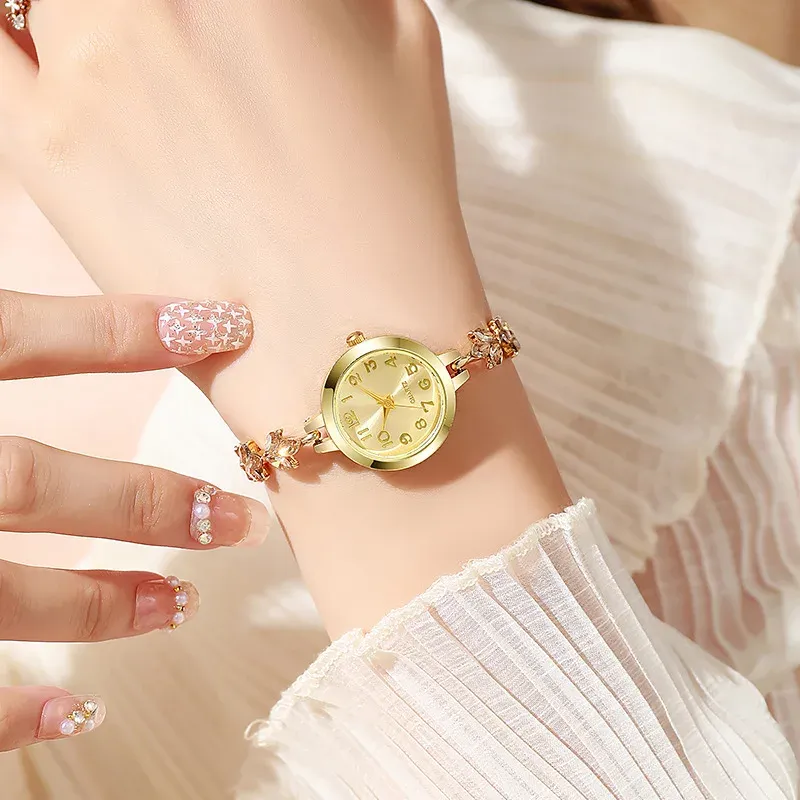 Luxury Rhinestone Bracelet Watch for Women - Elegant Quartz Movement, Fashionable Alloy Design, CE Certified, Water Resistant for Daily Wear showcase 5