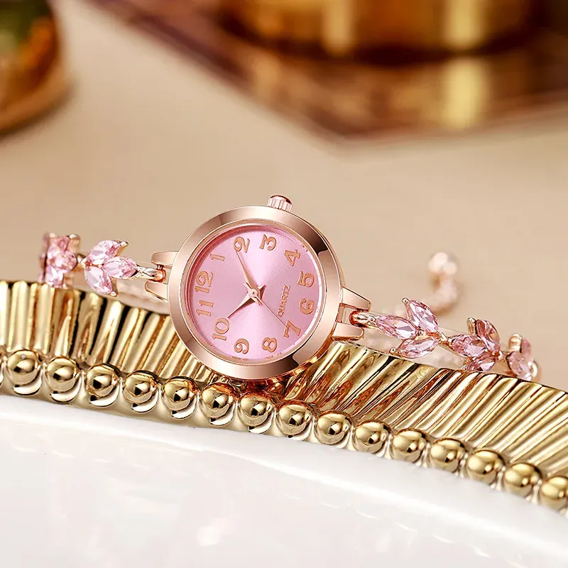 Luxury Rhinestone Bracelet Watch for Women - Elegant Quartz Movement, Fashionable Alloy Design, CE Certified, Water Resistant for Daily Wear showcase 1