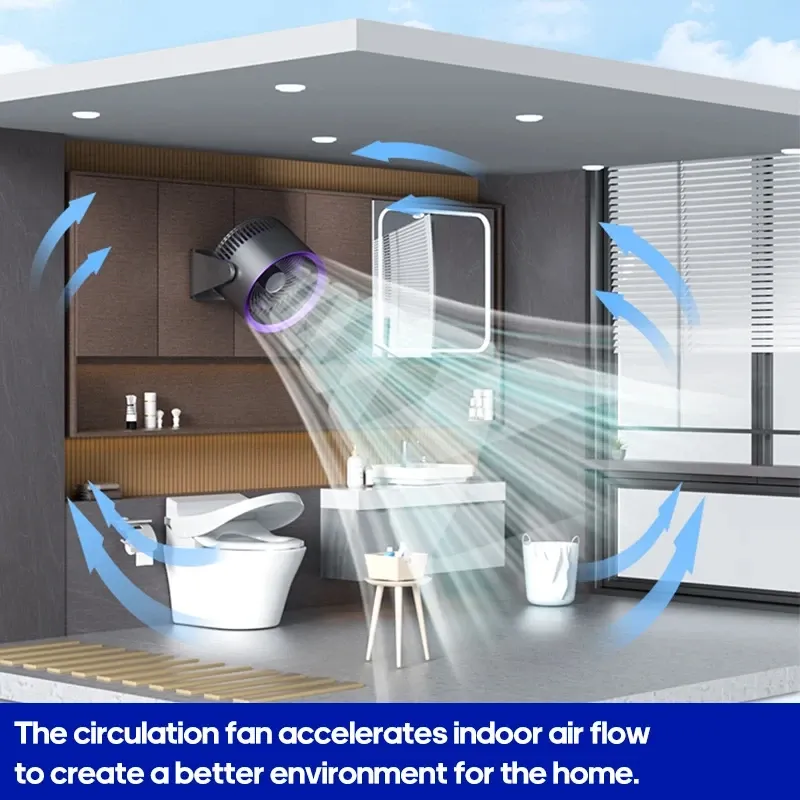 Portable Wireless Electric Fan Circulator - Quiet Desktop, Wall, Ceiling Mount Air Cooler with 4000mAh Battery, 15-Hour Life, USB Charging thumbnail 4
