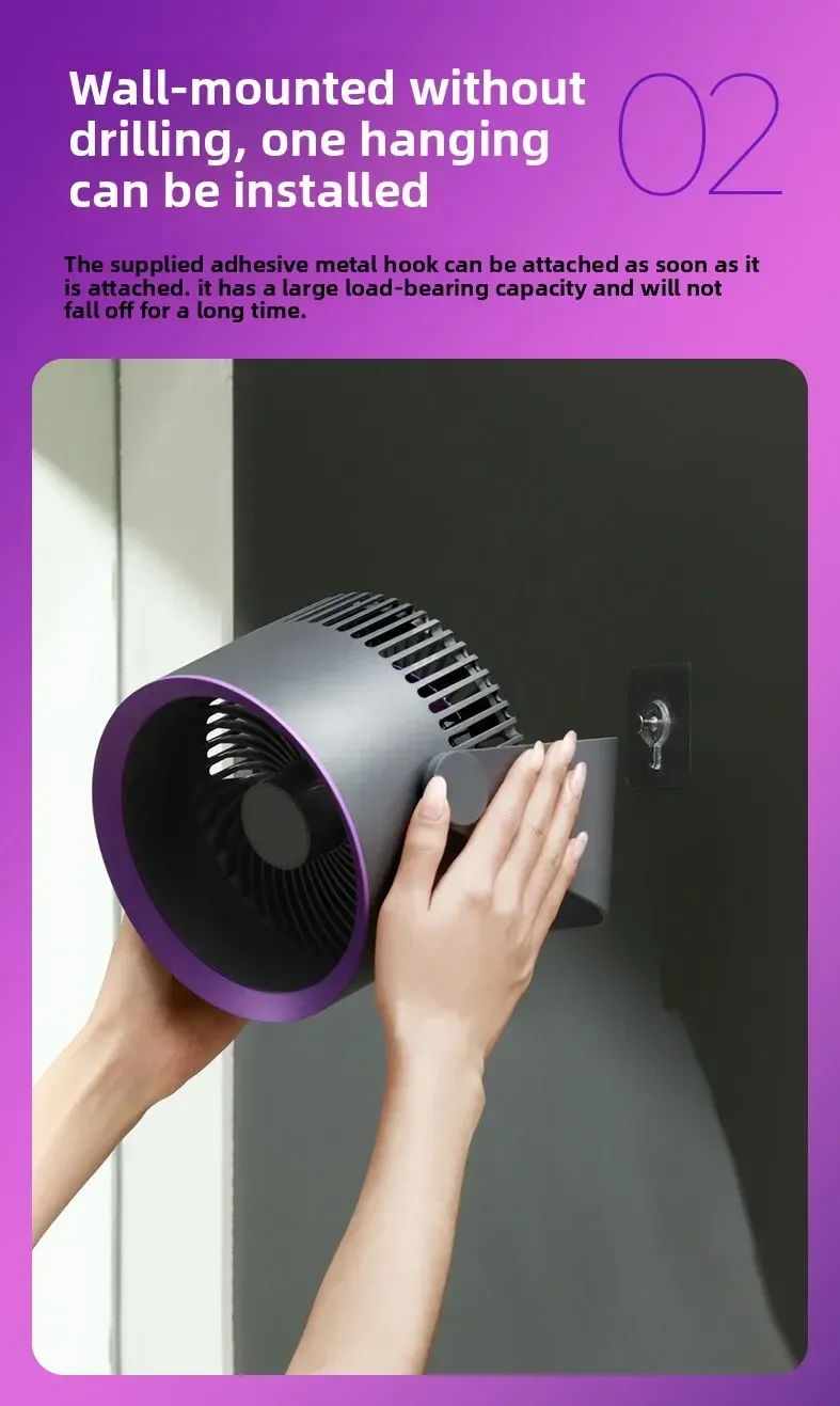 Portable Wireless Electric Fan Circulator - Quiet Desktop, Wall, Ceiling Mount Air Cooler with 4000mAh Battery, 15-Hour Life, USB Charging showcase 3