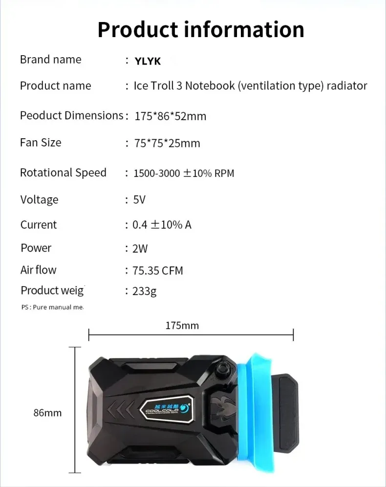 Portable Vacuum Laptop Cooler USB External Extracting Cooling Fan for 15-17 Inch Laptops - Fast Cooling, Adjustable Speed, Game Style Design showcase 1
