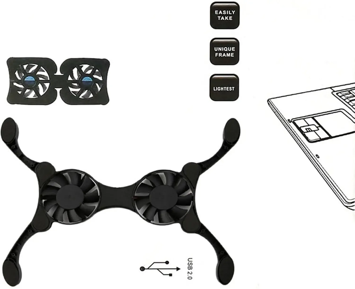 Ultra Slim USB Laptop Cooling Pad for 7-15" Laptops - Low Noise, Portable, Prevents Overheating, Gaming & Everyday Use thumbnail 2
