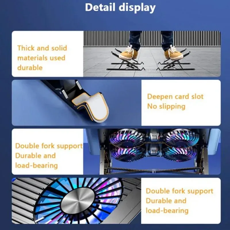 Adjustable Foldable Laptop Cooler Stand with 4 Fans, Portable Cooling Pad for 13-17.3 Inch Notebooks, Lightweight and Ergonomic Design for Gaming and Work showcase 6