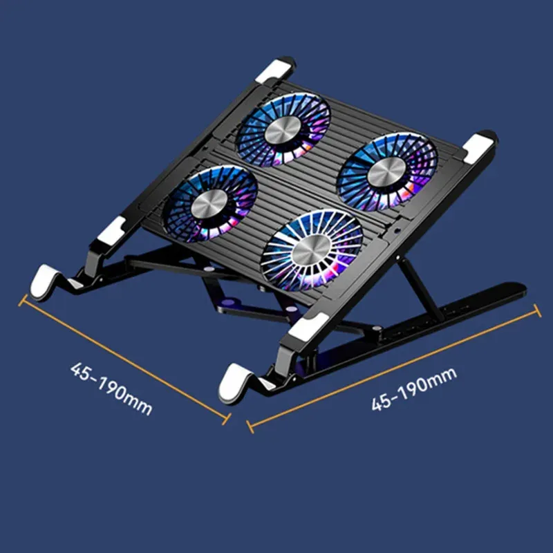 Adjustable Foldable Laptop Cooler Stand with 4 Fans, Portable Cooling Pad for 13-17.3 Inch Notebooks, Lightweight and Ergonomic Design for Gaming and Work thumbnail 6
