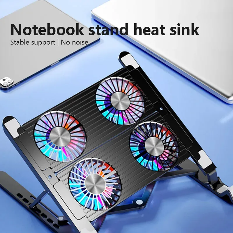 Adjustable Foldable Laptop Cooler Stand with 4 Fans, Portable Cooling Pad for 13-17.3 Inch Notebooks, Lightweight and Ergonomic Design for Gaming and Work thumbnail 2