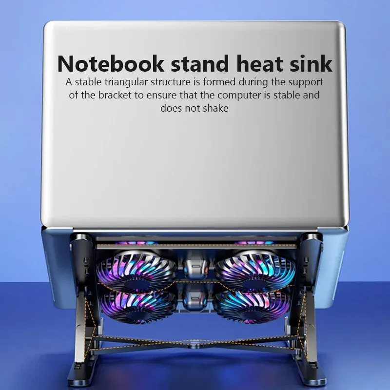 Adjustable Foldable Laptop Cooler Stand with 4 Fans, Portable Cooling Pad for 13-17.3 Inch Notebooks, Lightweight and Ergonomic Design for Gaming and Work thumbnail 3