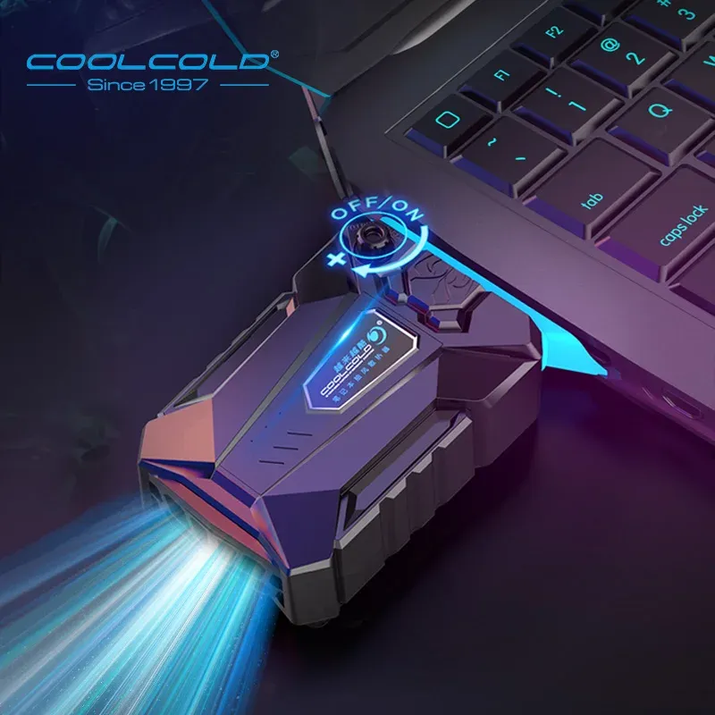 COOLCOLD Portable Vacuum Laptop Cooler USB External Extracting Cooling Fan for 15-17 Inch Notebooks - Fast Cooling, Game Style Design