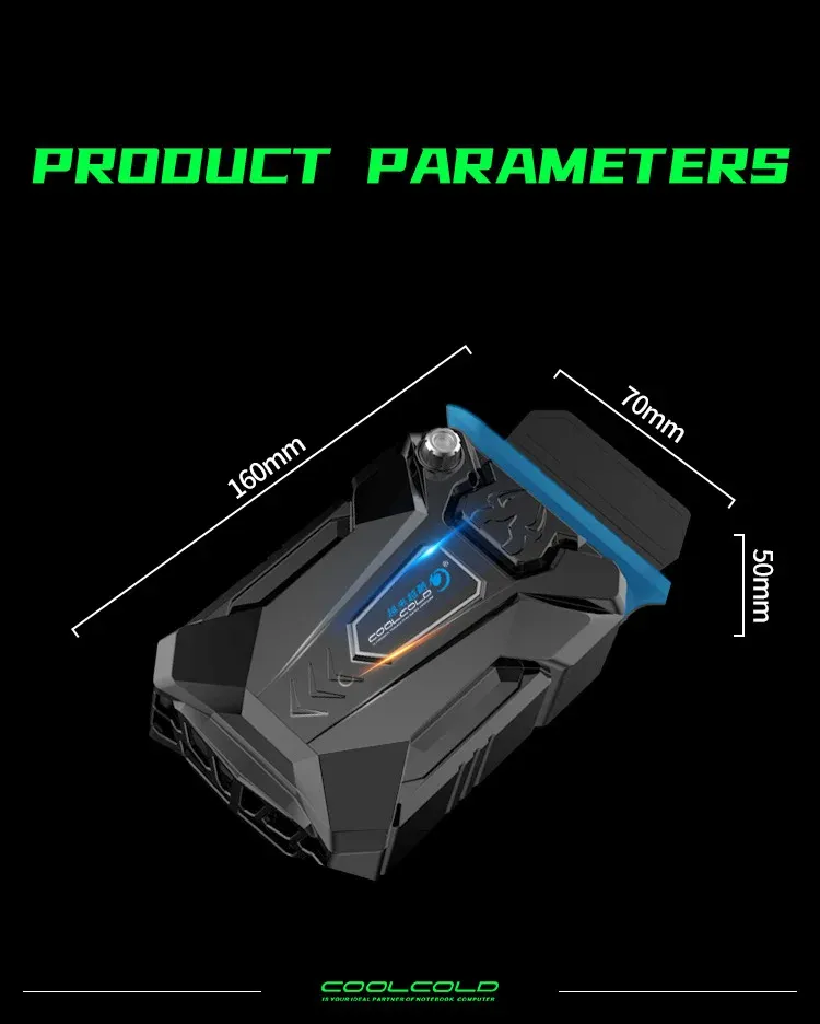 COOLCOLD Portable Vacuum Laptop Cooler USB External Extracting Cooling Fan for 15-17 Inch Notebooks - Fast Cooling, Game Style Design showcase 8