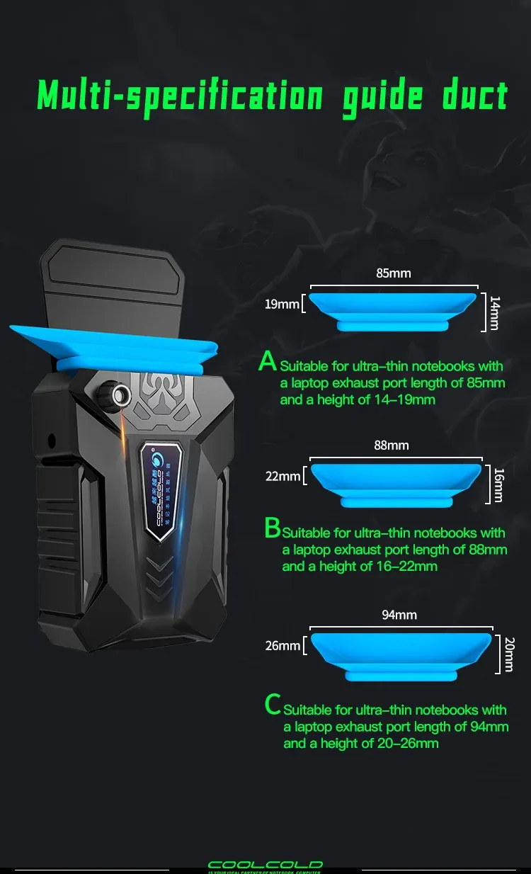 COOLCOLD Portable Vacuum Laptop Cooler USB External Extracting Cooling Fan for 15-17 Inch Notebooks - Fast Cooling, Game Style Design showcase 6