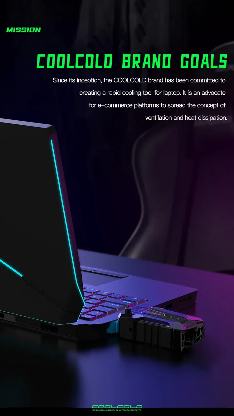 COOLCOLD Portable Vacuum Laptop Cooler USB External Extracting Cooling Fan for 15-17 Inch Notebooks - Fast Cooling, Game Style Design showcase 3