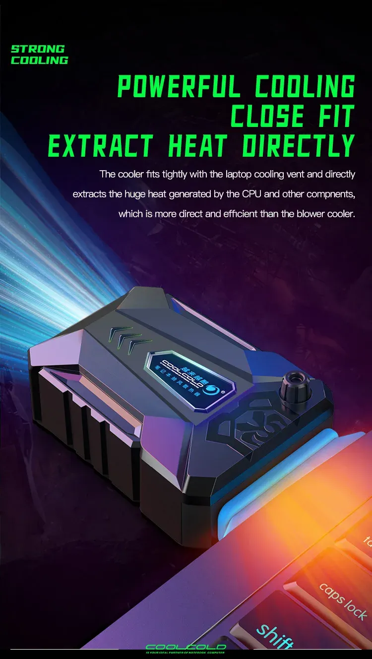 COOLCOLD Portable Vacuum Laptop Cooler USB External Extracting Cooling Fan for 15-17 Inch Notebooks - Fast Cooling, Game Style Design showcase 4