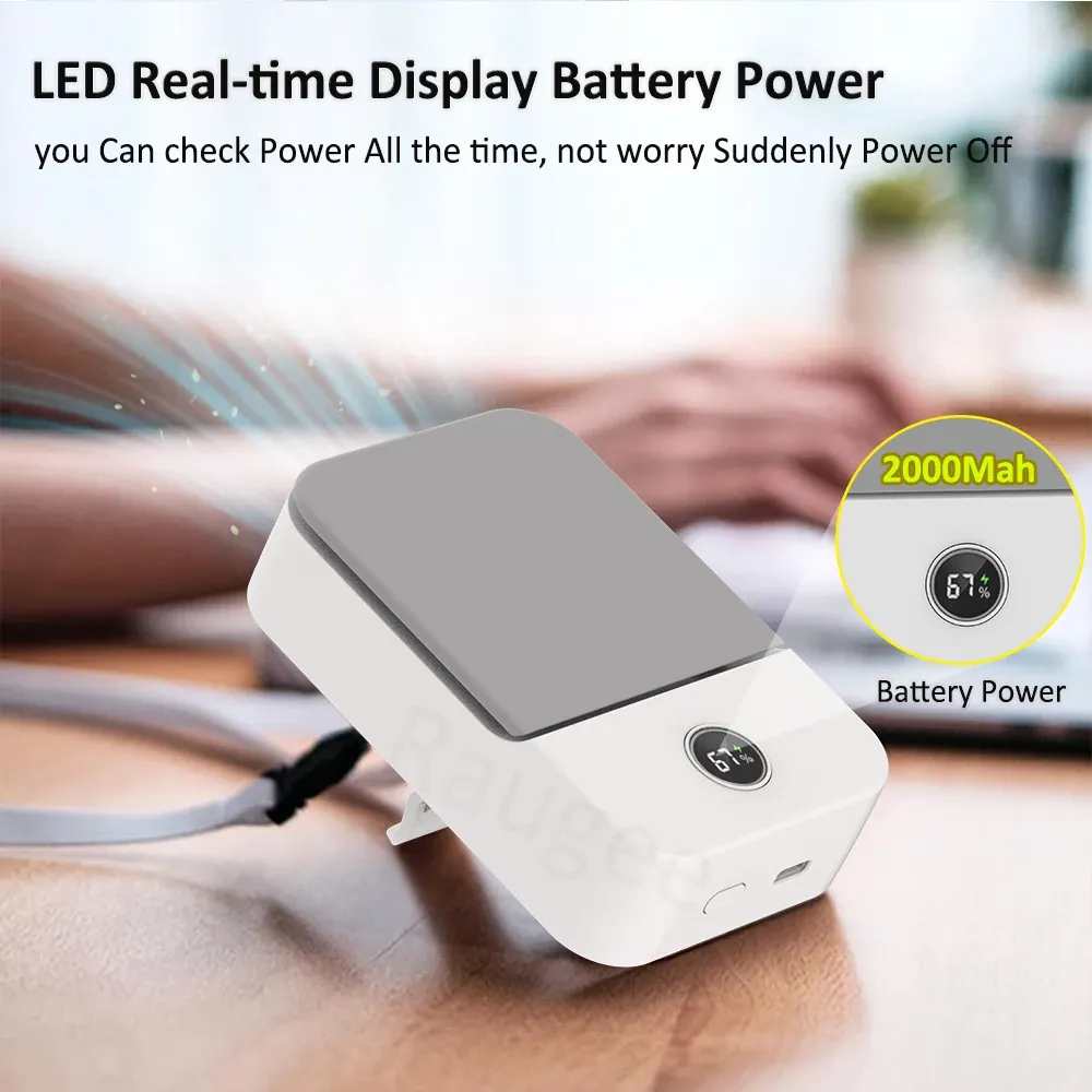 Portable Waist Fan with Lanyard - 3-Speed Bladeless Neck Fan, USB Rechargeable 2000mAh, LED Display for Outdoor Cooling showcase 4