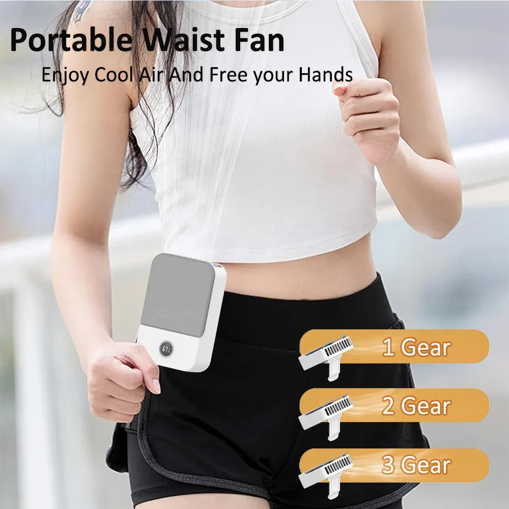 Portable Waist Fan with Lanyard - 3-Speed Bladeless Neck Fan, USB Rechargeable 2000mAh, LED Display for Outdoor Cooling thumbnail 2