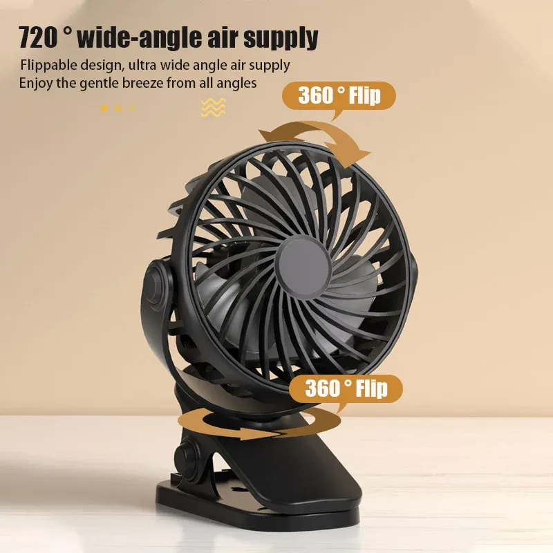 Rechargeable Portable Electric Fan with 720° Rotation, Clip-On Design, Built-in Night Light - Ideal for Outdoor Camping, Strollers, and Home Office showcase 1