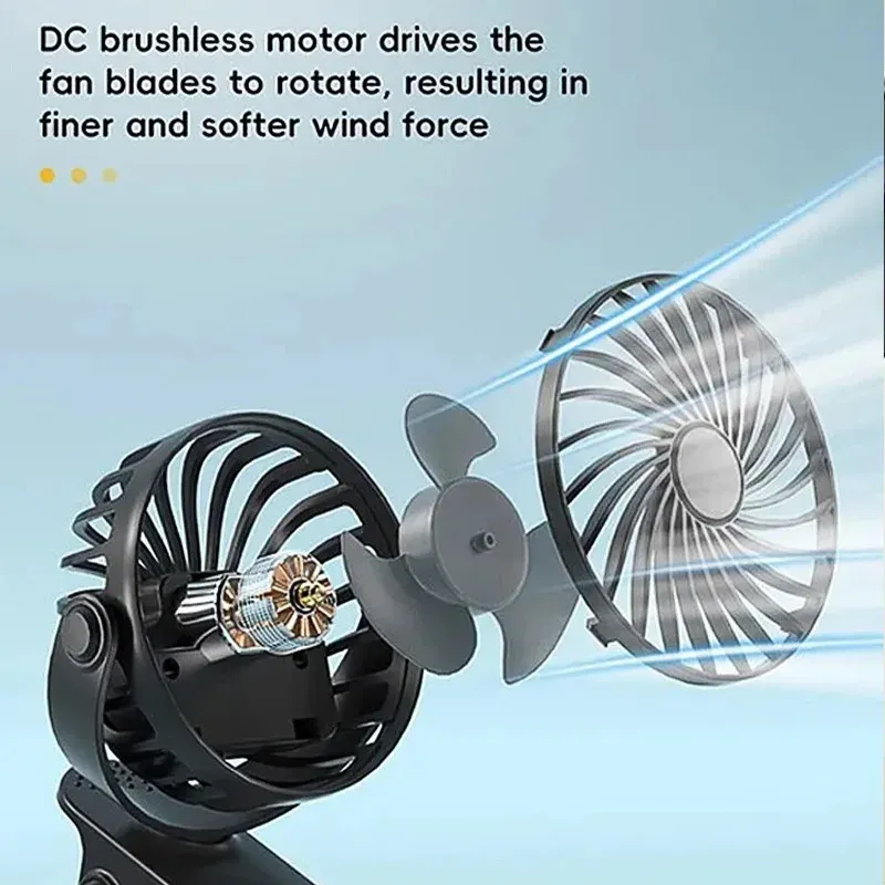 Rechargeable Portable Electric Fan with 720° Rotation, Clip-On Design, Built-in Night Light - Ideal for Outdoor Camping, Strollers, and Home Office showcase 3