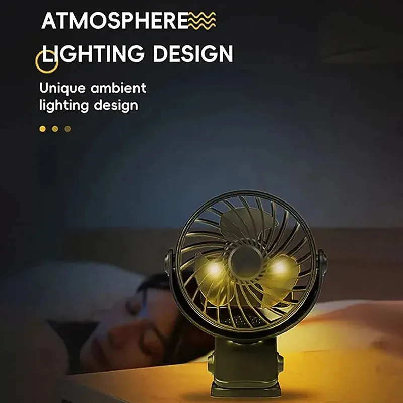 Rechargeable Portable Electric Fan with 720° Rotation, Clip-On Design, Built-in Night Light - Ideal for Outdoor Camping, Strollers, and Home Office showcase 10