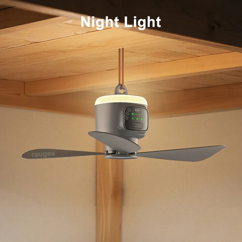 12000mAh Portable Ceiling Fan with Remote & LED Light - 450mm Blades, 30H Battery Life, Quiet Operation, Detachable for Camping & Home thumbnail 6