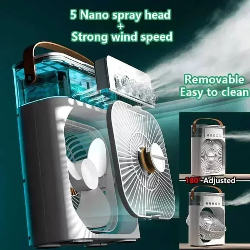 Portable 3-in-1 Air Cooler Fan Humidifier with 7 Color LED Night Light - Personal AC for Home & Office thumbnail 4