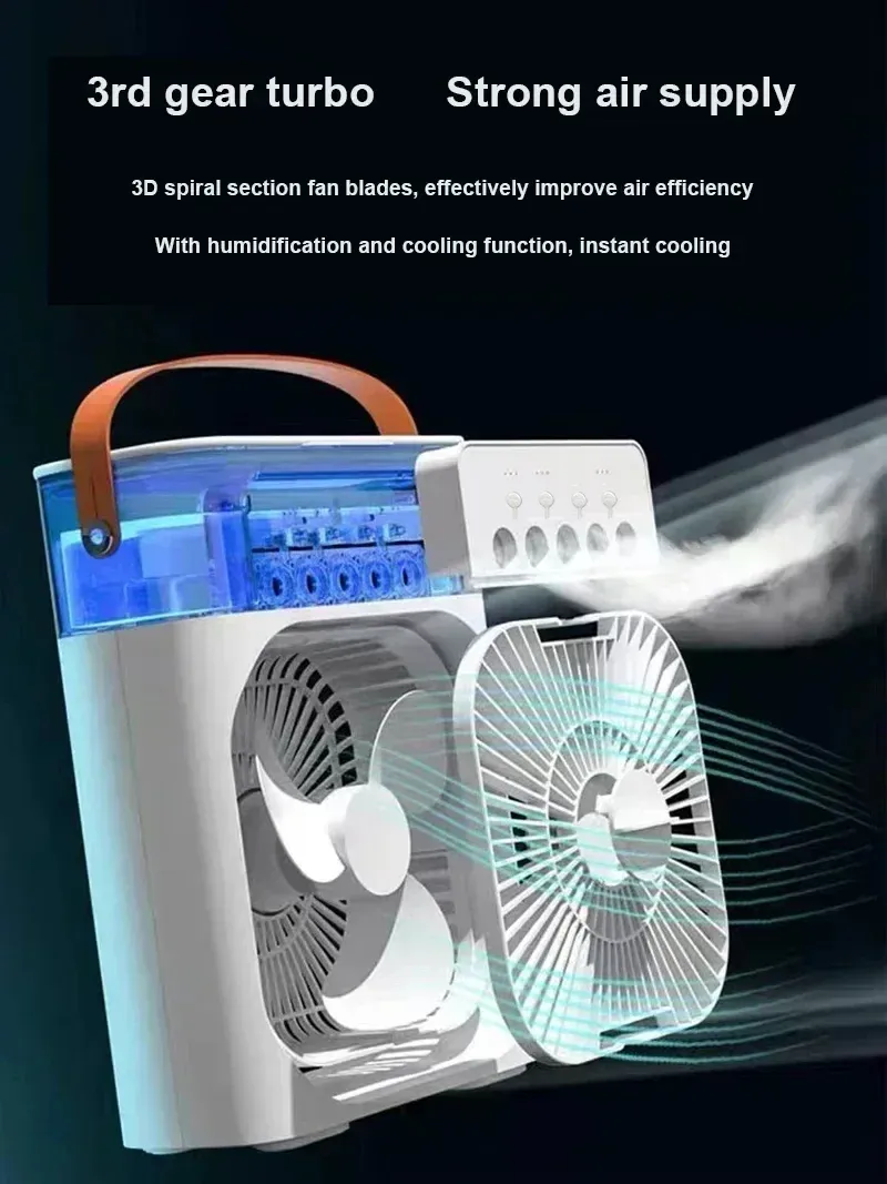 Portable 3-in-1 Air Cooler Fan Humidifier with 7 Color LED Night Light - Personal AC for Home & Office showcase 2
