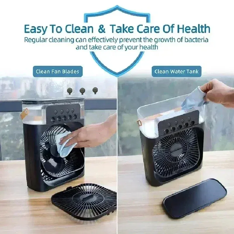 Portable 3-in-1 Air Cooler Fan Humidifier with 7 Color LED Night Light - Personal AC for Home & Office showcase 3