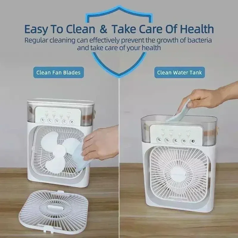 Portable 3-in-1 Air Cooler Fan Humidifier with 7 Color LED Night Light - Personal AC for Home & Office thumbnail 6