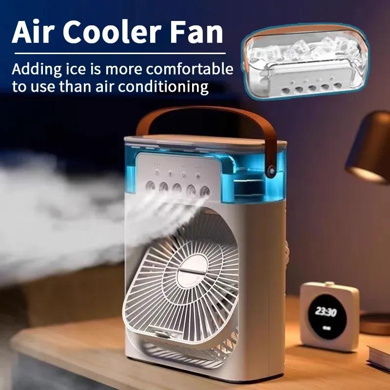 3-in-1 Portable Air Cooler Fan with Humidifier & LED Night Light - Personal AC Cooler for Home & Office, 3 Speeds, Low Noise, USB Powered thumbnail 1