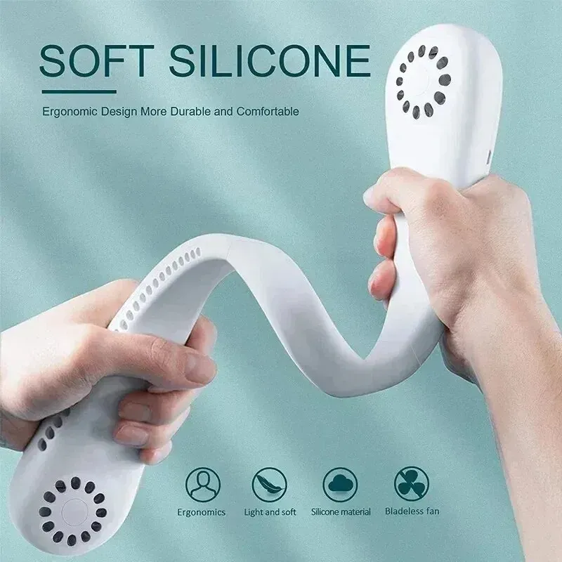 Portable Bladeless Neck Fan 2025 - Rechargeable Mini Air Cooler with 3 Speed Settings, Hands-Free Design for Summer Sports & Outdoor Use thumbnail 1