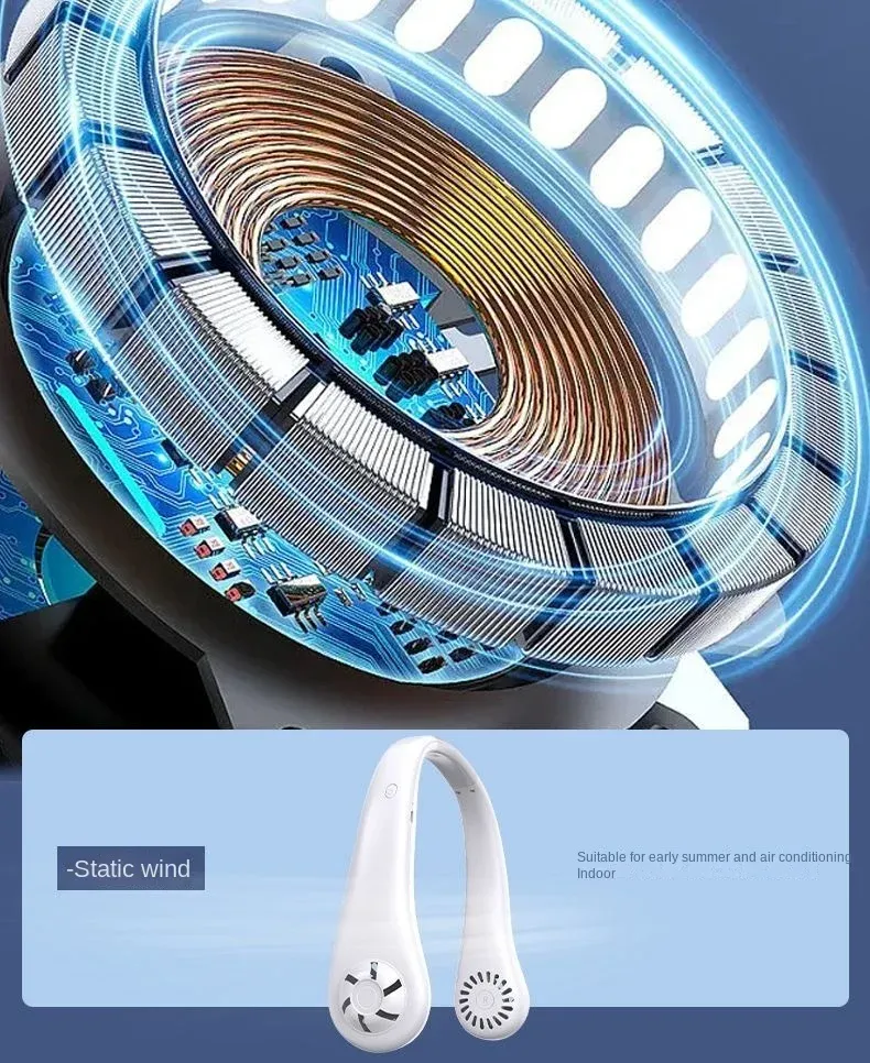 Portable Bladeless Neck Fan 2025 - Rechargeable Mini Air Cooler with 3 Speed Settings, Hands-Free Design for Summer Sports & Outdoor Use showcase 6