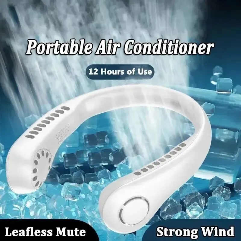 Portable Bladeless Neck Fan 2025 - Rechargeable Mini Air Cooler with 3 Speed Settings, Hands-Free Design for Summer Sports & Outdoor Use thumbnail 2