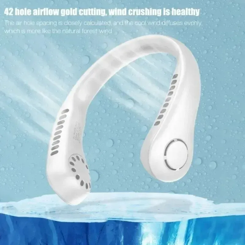 Portable Bladeless Neck Fan 2025 - Rechargeable Mini Air Cooler with 3 Speed Settings, Hands-Free Design for Summer Sports & Outdoor Use thumbnail 3