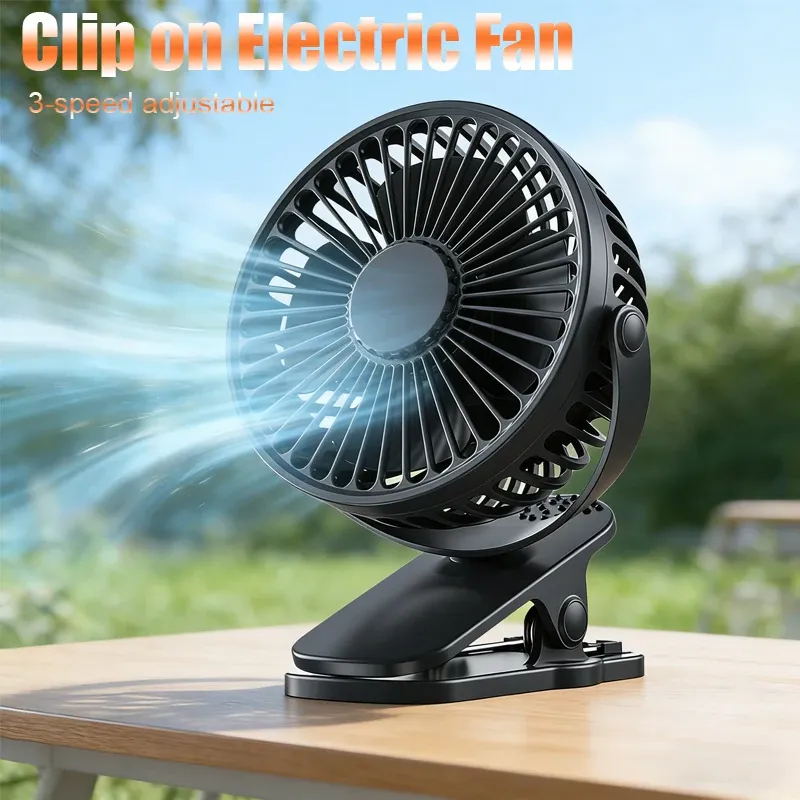 Portable Clip-On USB Fan, 3-Speed Quiet Mini Desk Fan with Air Cooler Function, Ideal for Home, Office, Strollers, and Outdoor Use thumbnail 1