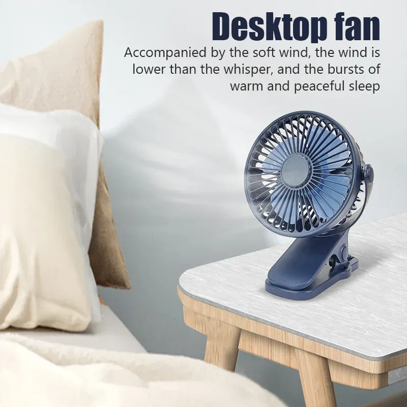 Portable Clip-On USB Fan, 3-Speed Quiet Mini Desk Fan with Air Cooler Function, Ideal for Home, Office, Strollers, and Outdoor Use thumbnail 5